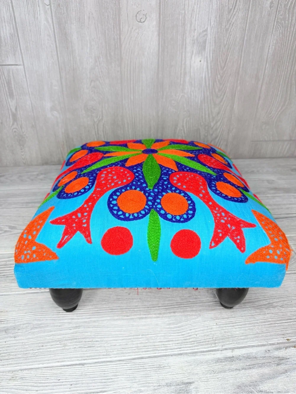 Pier 1 Mystic Mandala Foot Stool cloth embroidered top seating ottoman